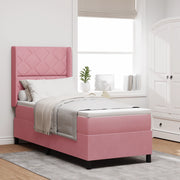 Letto Box Spring con Materasso Rosa 80x200 cm Velluto