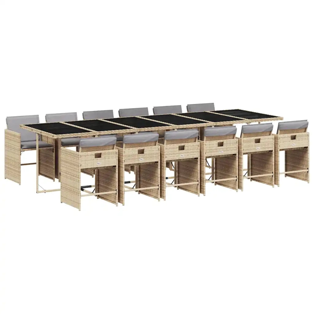 Set Pranzo da Giardino 13 pz con Cuscini Beige Misto Polyrattan 3211128