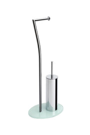 Piantana wc in metallo cromato con base in vetro