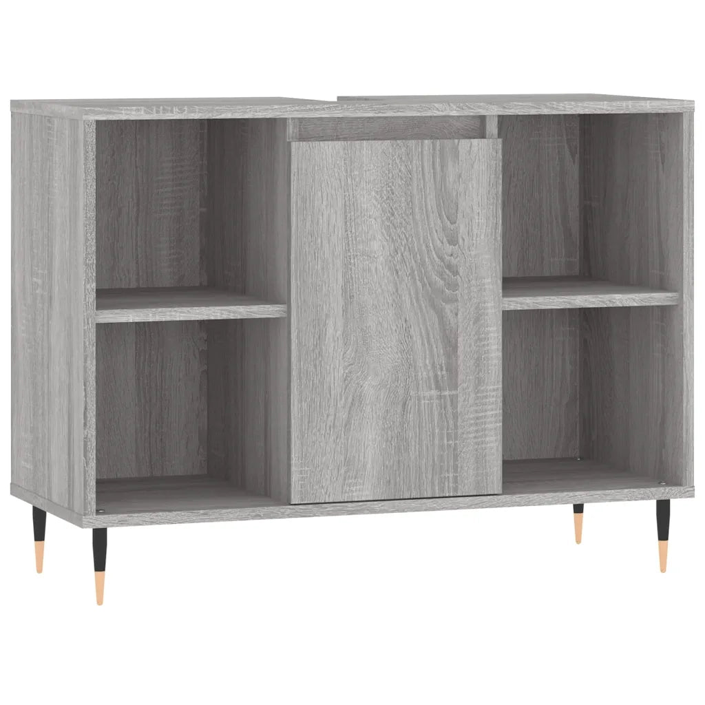 Mobiletto da bagno con 4 ripiani e vano contenitore 80 x 33 x 60 cm realizzato in legno composito Sonoma grigio 02_0049054