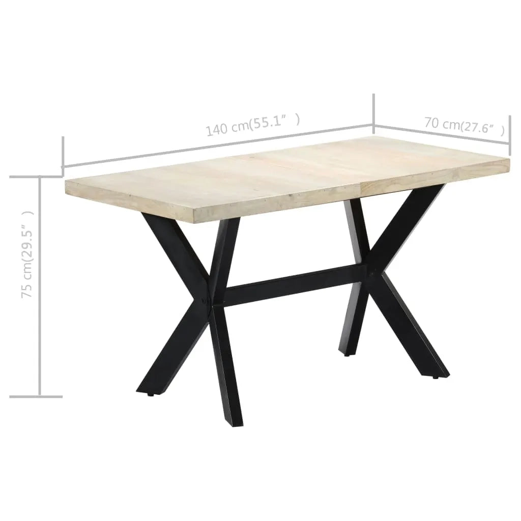 Tavolo da Pranzo 140x70x75 cm Legno Massello di Mango Sbiancato 247438