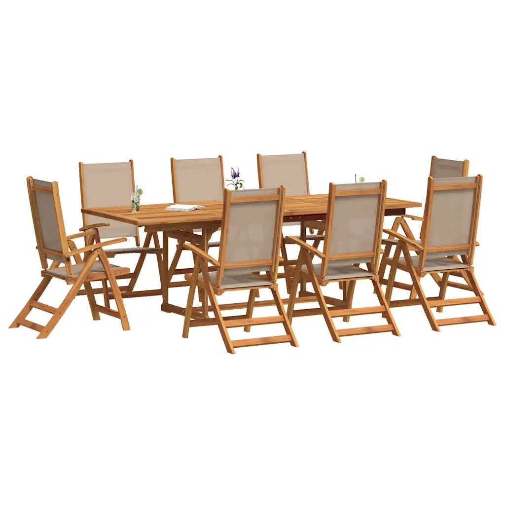 Set Pranzo da Giardino 9pz Legno Massello di Acacia e Textilene 3279321