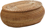 Ovale decorativa cesta con coperchio - Organizzatore di corda di cotone per interni