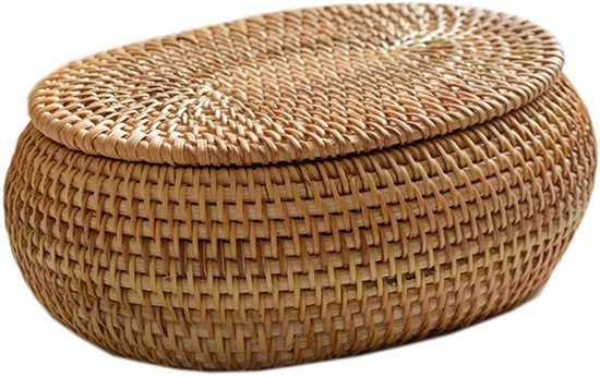 Ovale decorativa cesta con coperchio - Organizzatore di corda di cotone per interni