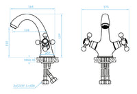 Rubinetto bagno Per Lavabo Vintage Bronzato stile antico, piletta inclusa