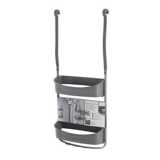 Mensola per Doccia Portaoggetti da Appendere 2 Ripiani PVC Fox Colore: Grigio