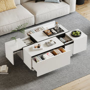 Tavolino da caff¨¨ moderno bianco e nero 100 x 60 x 40 cm con 4 cassetti e piano lucido
