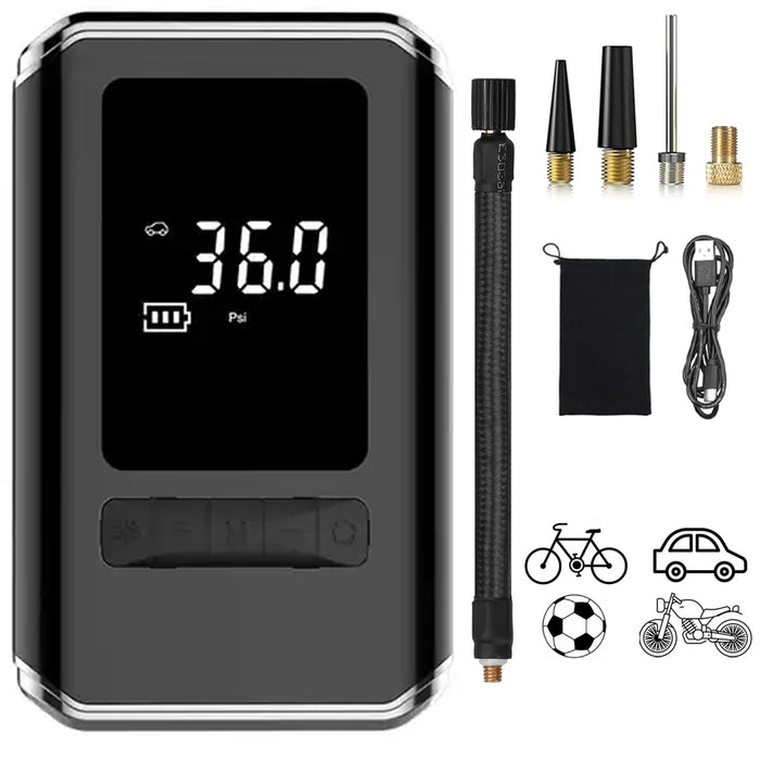 Compressore Portatile con Display Digitale Gonfiatore per Bici Auto Pneumatici