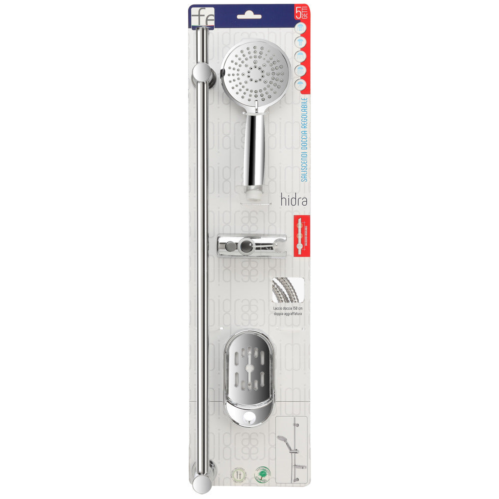Saliscendi Doccia Regolabile con Doccetta 5 Funzioni Cromo Hidra