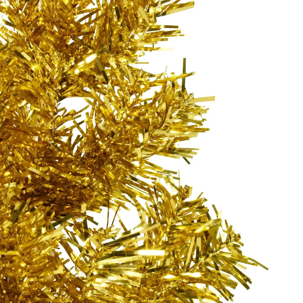 Albero Natale Artificiale Sottile a MetÃ  con Supporto Oro 210cm