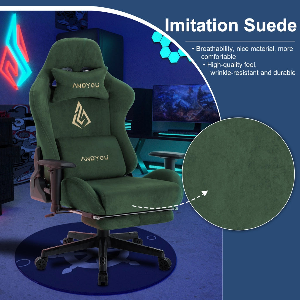 Sedia Gaming con Poggiapiedi Regolabile e Girevole ¨C zephmum ¨C Verde