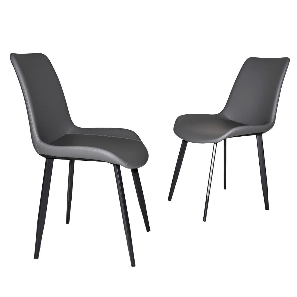 SEDIA da pranzo ergonomica in PU grigio, gambe in acciaio al carbonio, Set da 4 pezzi