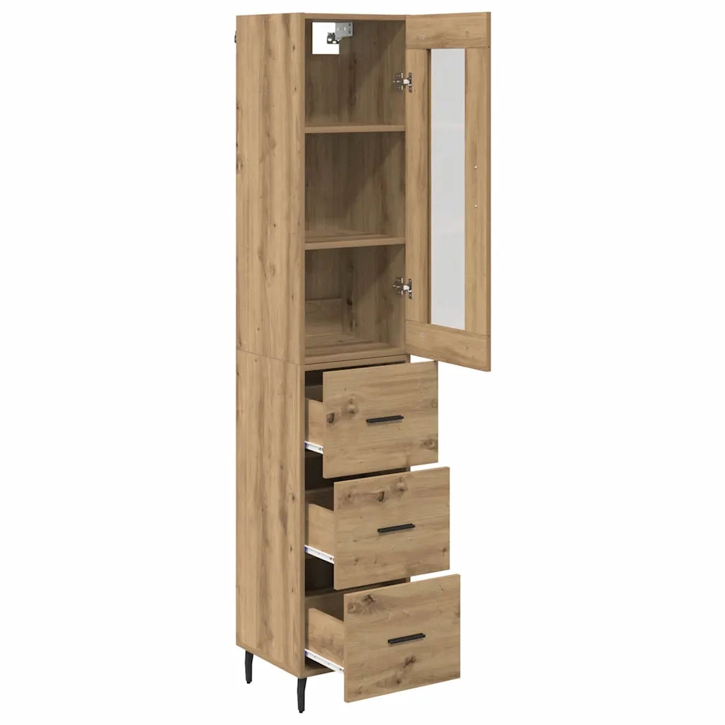 Credenza | Madia | Buffet da pranzo | Armadio da pranzo con cassetto Rovere artigianale 34,5 x 34 x 180 cm
