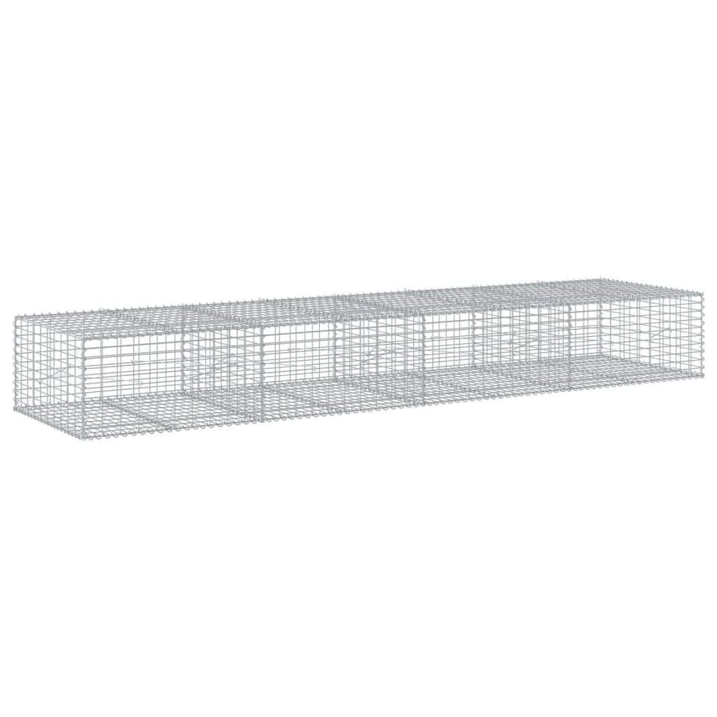 Gabbione recinto a gabbia muro di contenimento con coperchio 400 x 100 x 50 cm ferro zincato argento 02_0040162