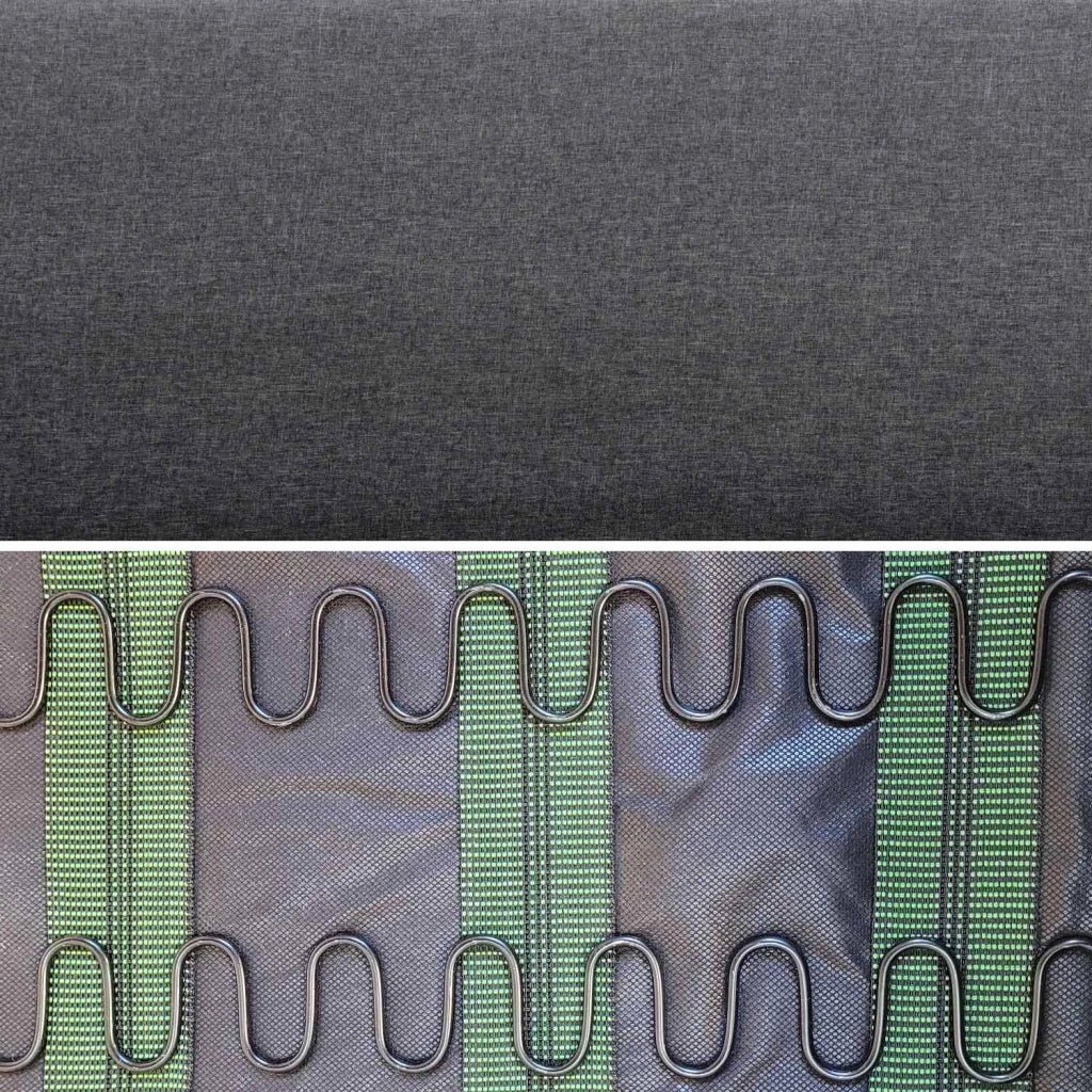 Set panca e poltrona in legno e tessuto, 3 posti, grigio scuro