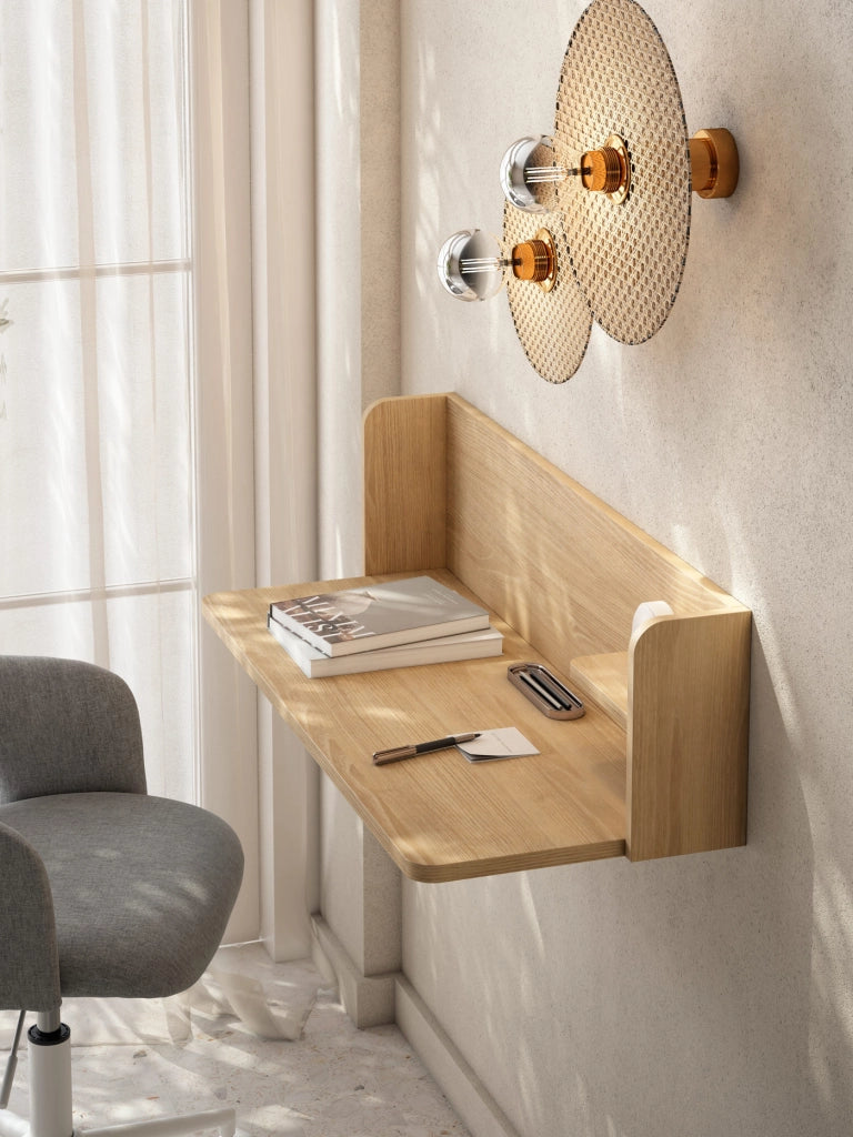 Scrivania da parete Herdasa effetto roble dorado 25x90x35