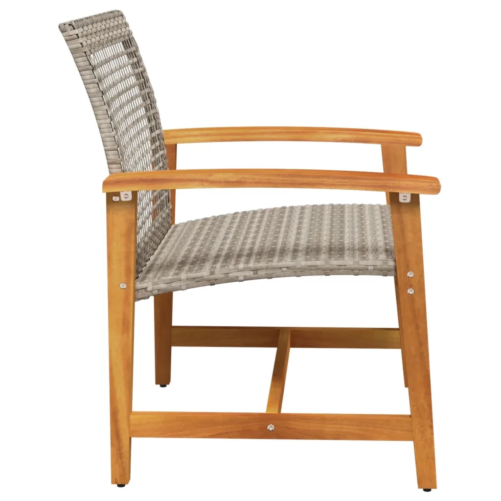 Sedia da patio-Sedie da Giardino 2pz Grigie in Polyrattan e Legno di Acacia