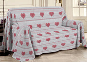 Telo Arredo Multiuso Linea Pensieri Delicati In 100% Cotone Dis Cuori 6979 - Matrimoniale - Rosso