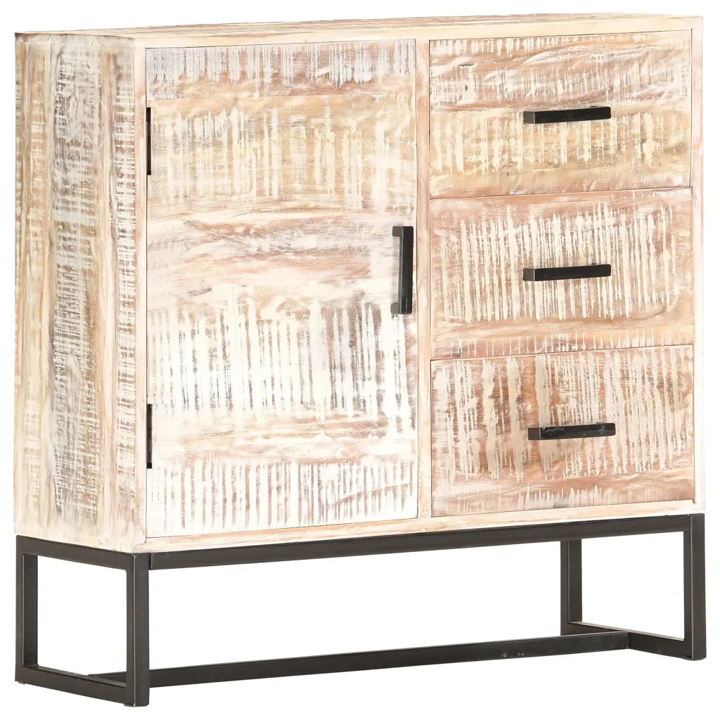 Credenza Bianca 73x30x75 cm in Legno Massello di Acacia cod mxl 61298