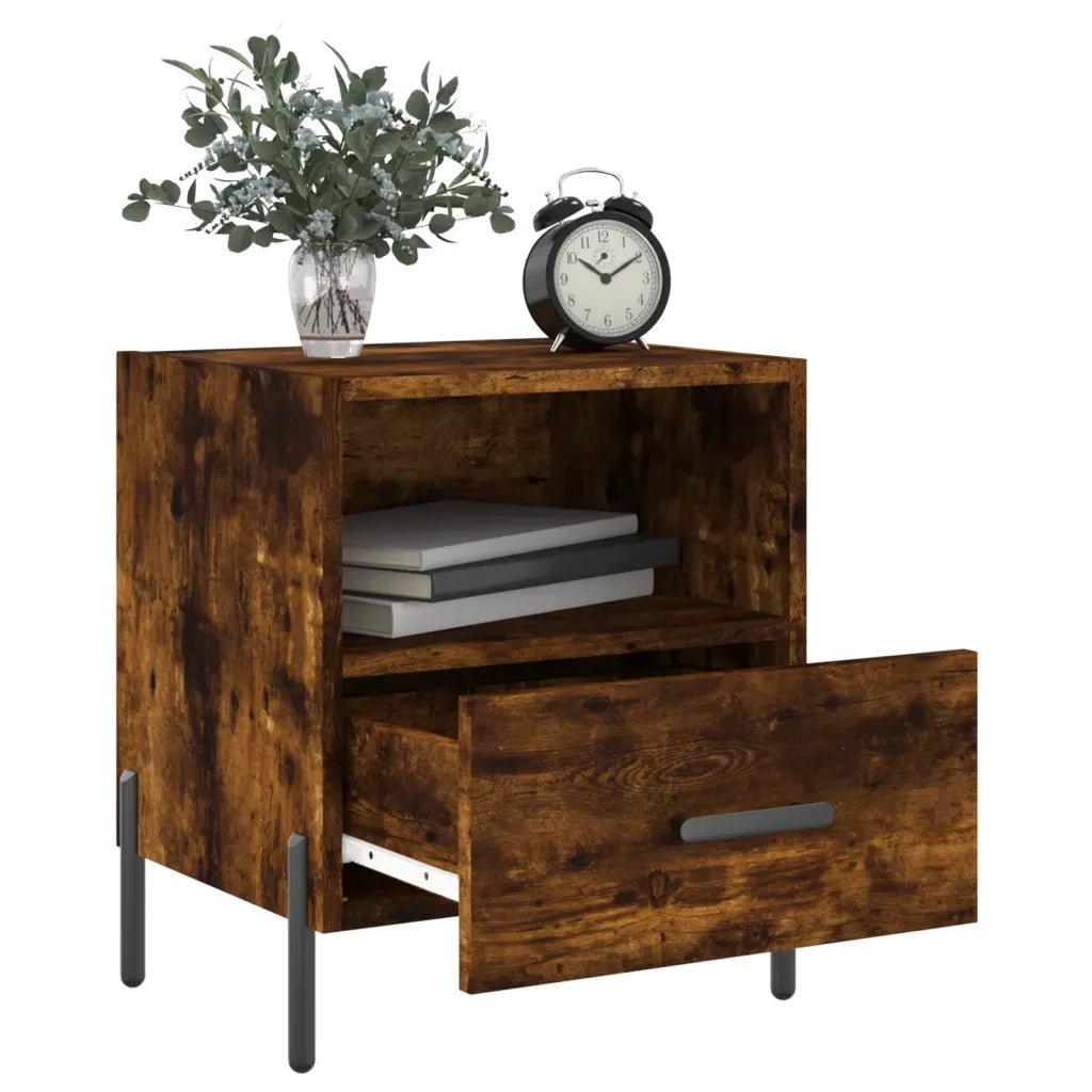 Set di 2 Comodini | Armadio da Notte | Mobiletto da notte Rovere Fumo 40x35x47,5 cm in Legno Multistrato