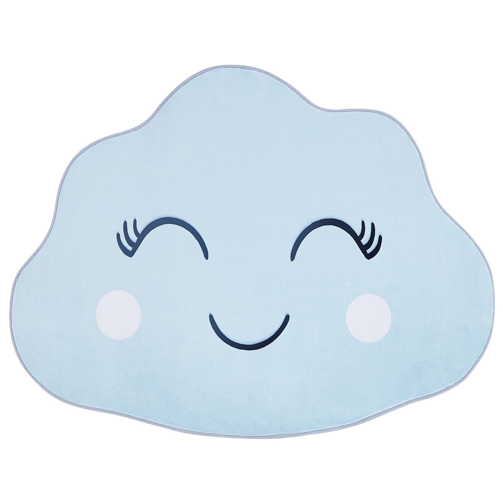 Tappeto blu 90 x 120 cm a pelo corto a forma di nuvola per la sala giochi dei bambini
