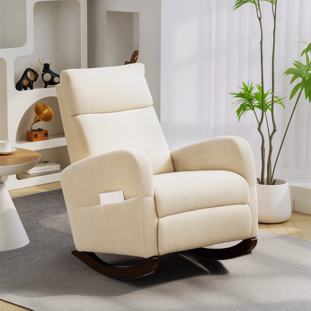 Poltrona dondolo imbottita ¨C zephmum ¨C Beige in tessuto cord
