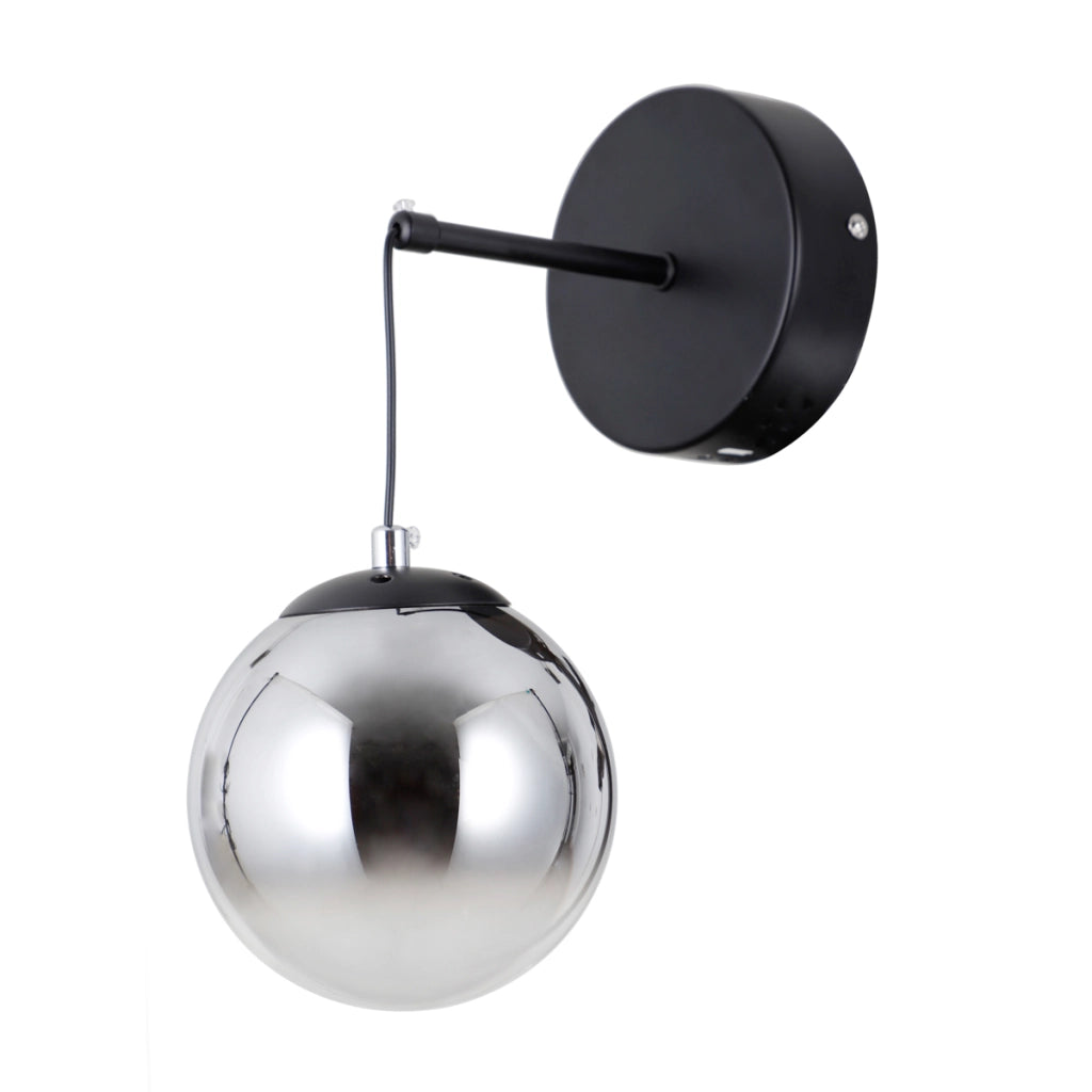 Applique Velada nero opaco sfera vetro fumé LED 5W Italux