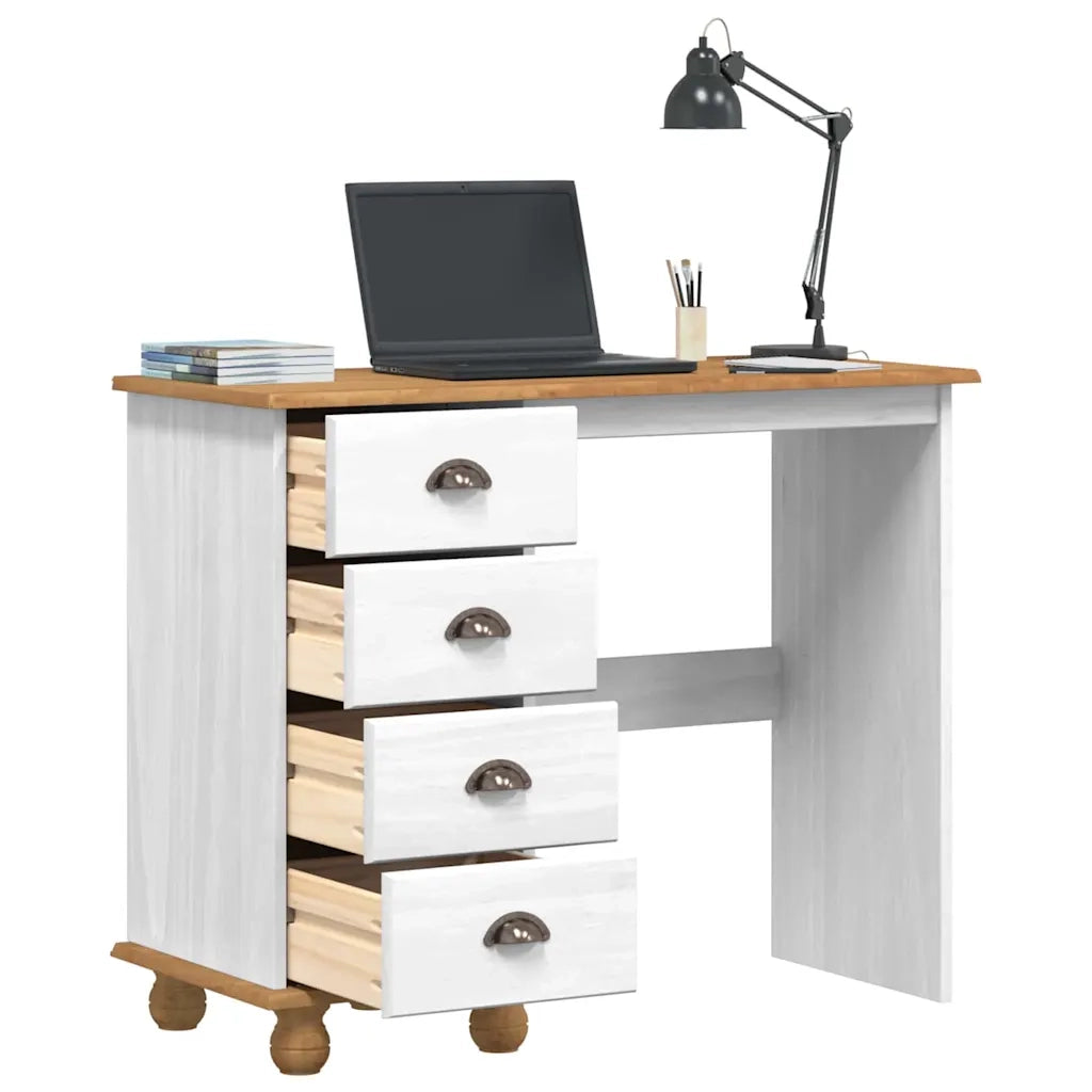 Scrivania ASKIM Bianco 95 x 40 x 75 cm Pino massello 4105450