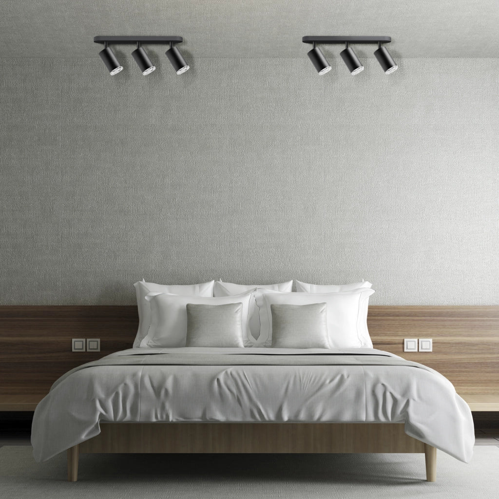 Applique/Plafoniera 3 luci nera GU10 orientabile IP44