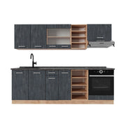 Cucina componibile R-Line Calce nera/Rovere dorato 240 cm PL Antracite Vicco