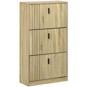 Scarpiera 3 ante 18 paia grande capacit¨¤ per ingresso corridoio ¨C zephmum ¨C 63x24x117 cm rovere