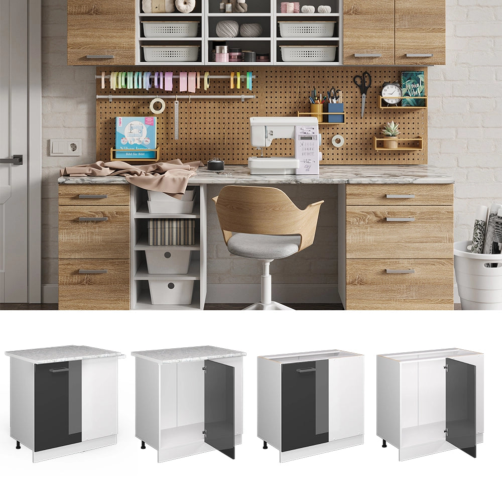 Vicco Armadio universale ad angolo Antracite lucido 86 cm con anta, con piano di lavoro