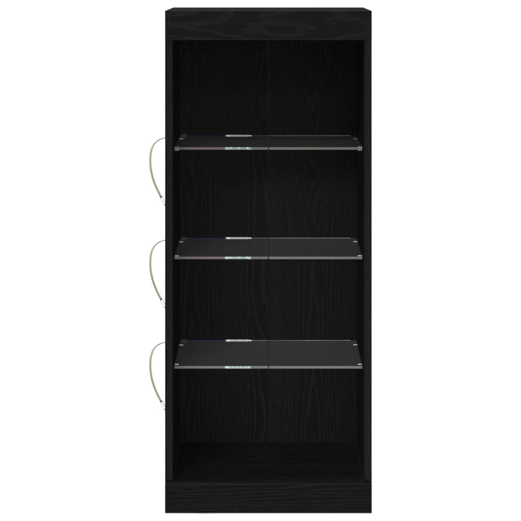 Sideboard con luci LED in rovere nero 41x37x100 cm