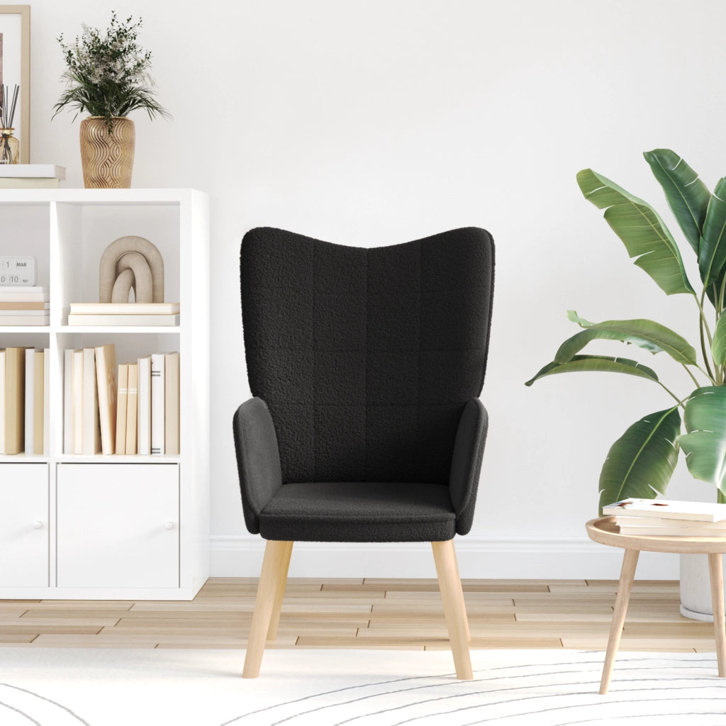 Sedia Rilassante  Nero in Tessuto Simile a Lana Ricci