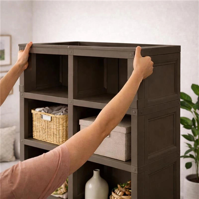 SCAFFALE 5 MODULI WENGÉ 79X42,5X203 CM CON 2 PUNTALI – LIBRERIA ALTA A VISTA SENZA ANTE PER ZONA LIVING E STUDIO
