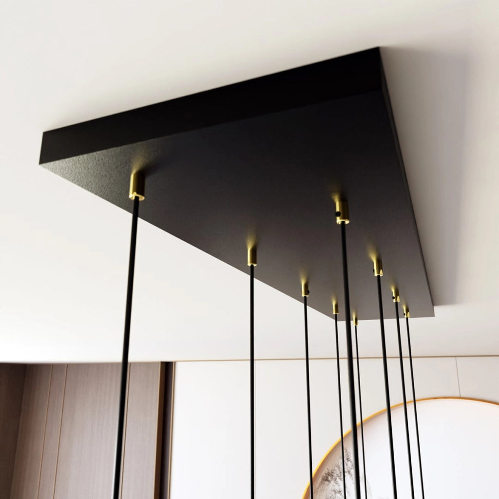 Lampada a sospensione Selter in acciaio nero e oro
