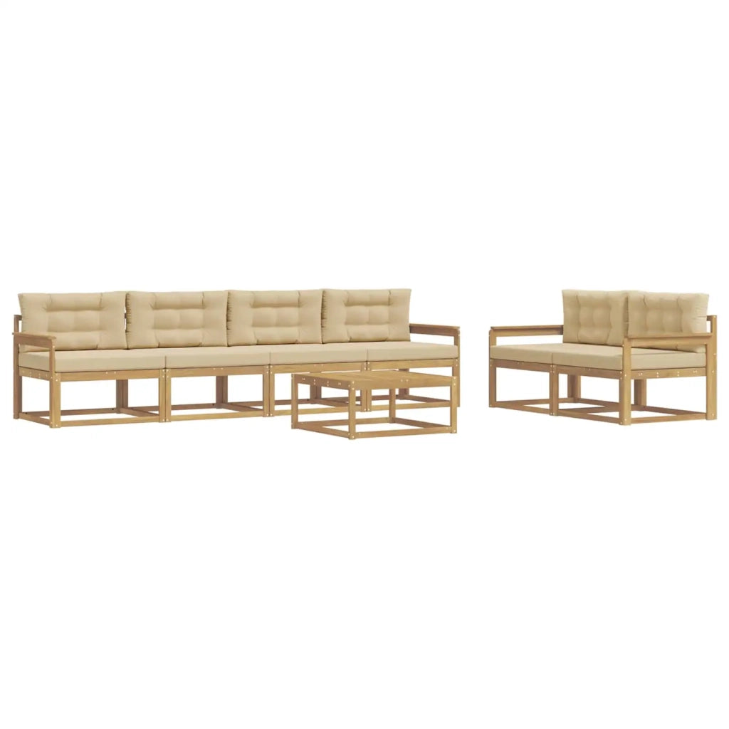 Set di divani da esterno con cuscino 6 pcs Bianco e Beige