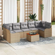 Set Divano da Giardino con cuscino 8 pcs Beige polyrattan