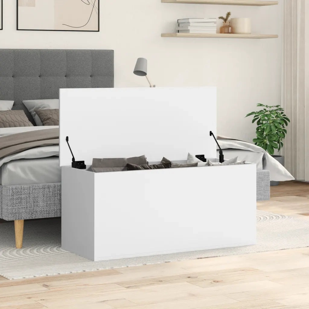 Contenitore Portaoggetti Bianco 100x42x46 cm Legno Multistrato