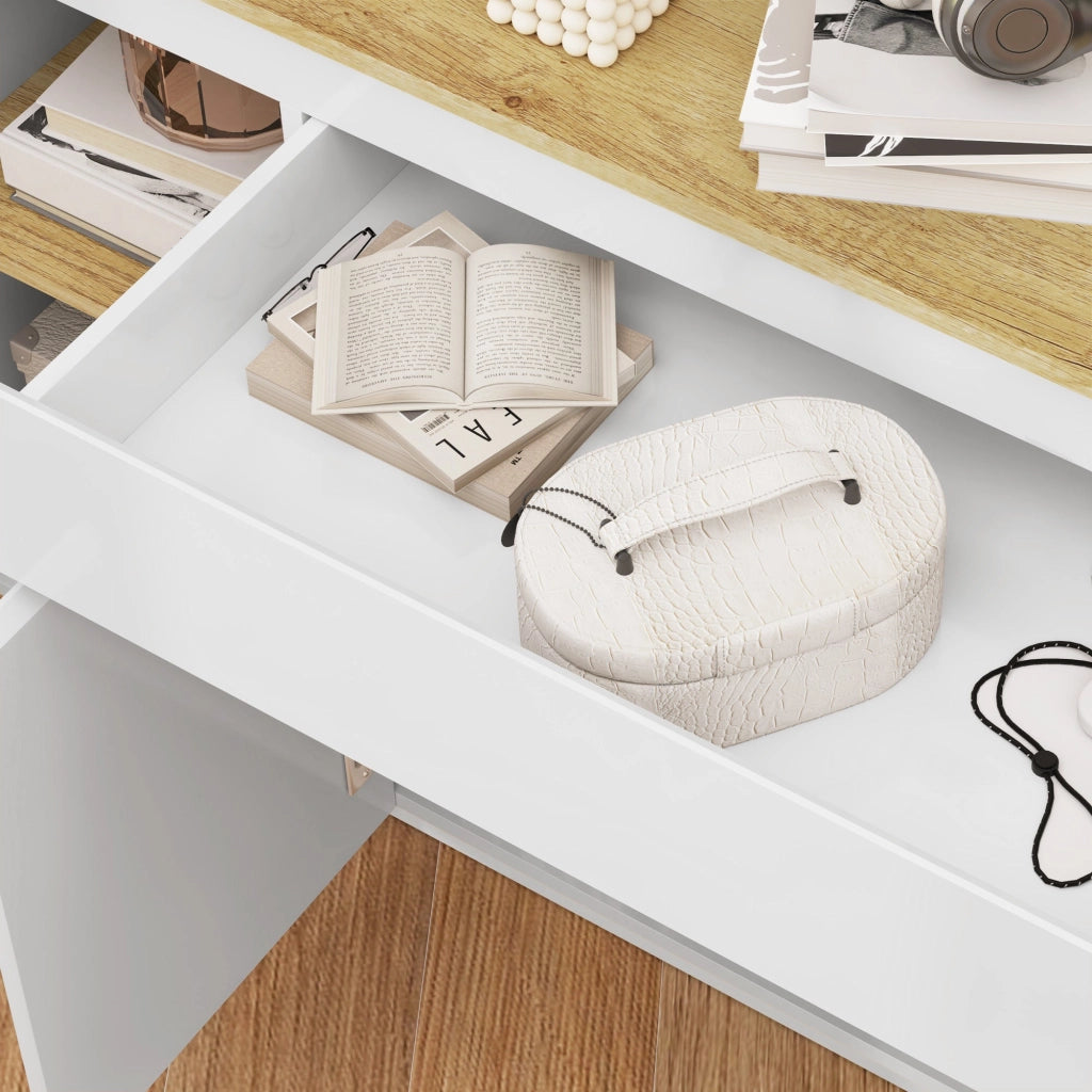 Credenza con 1 Cassetto e 3 Armadietti 140x40x75 cm Bianco