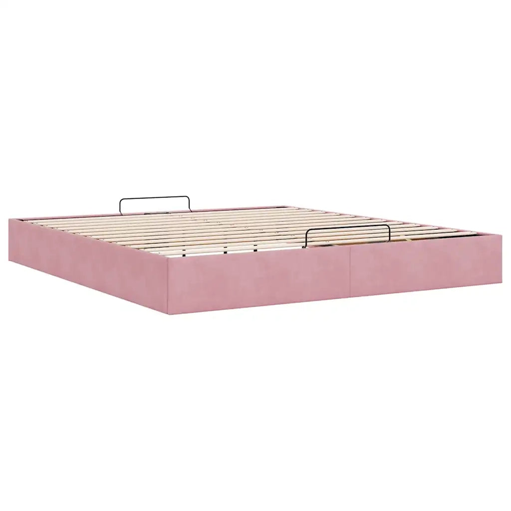 Struttura Letto Pouf senza Materasso-Giroletto Rosa 180x200 cm in Velluto