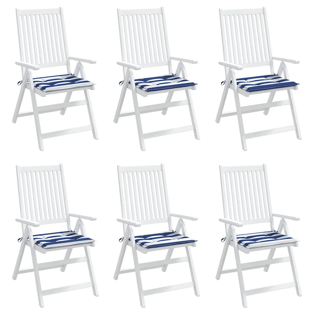 Cuscini per Sedia 2pz Strisce Bianche e Blu 50x50x4 cm Tessuto 361079