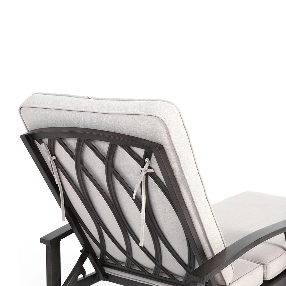 Chaise longue patio inclinabile - Xylo - Cuscino impermeabile beige