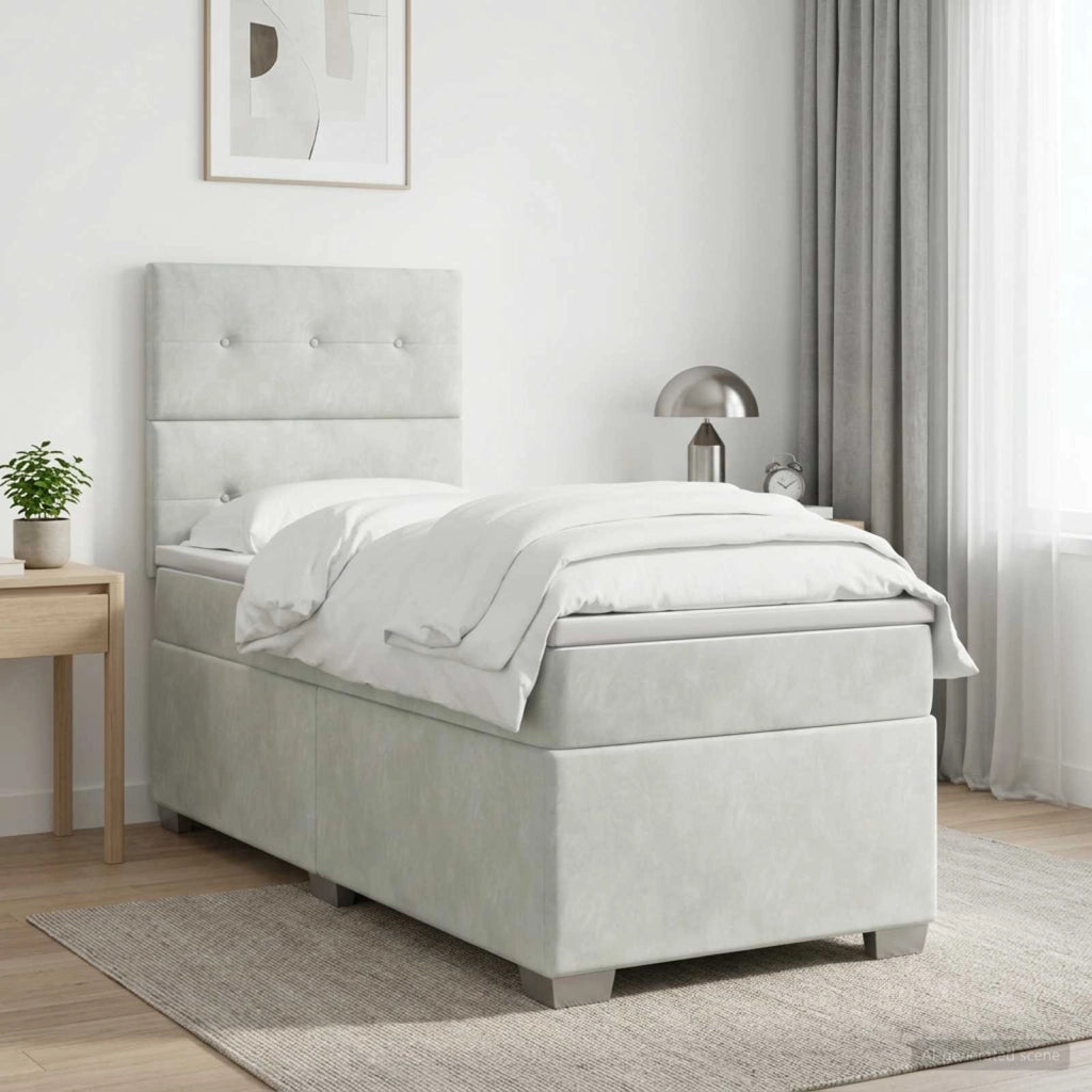Letto box spring con materasso Grigio Chiaro Singolo Velluto 3453724