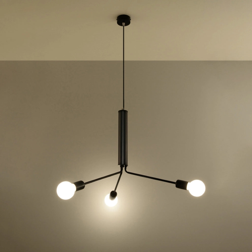 Lampadario Basilik 3D Pure Lume 3xE27 nero metallo