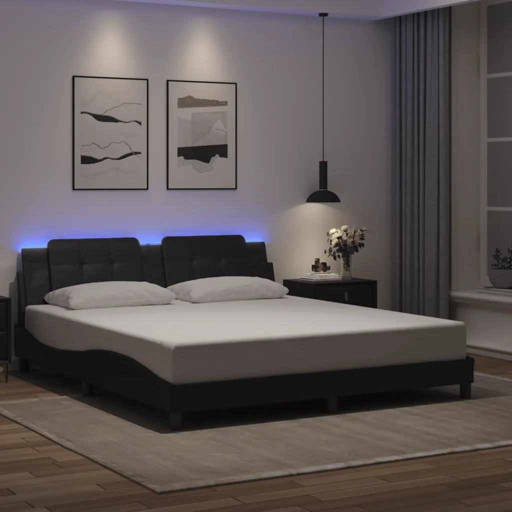 Giroletto con LED senza Materasso-Struttura Letto Zadar Nero 180x200 cm