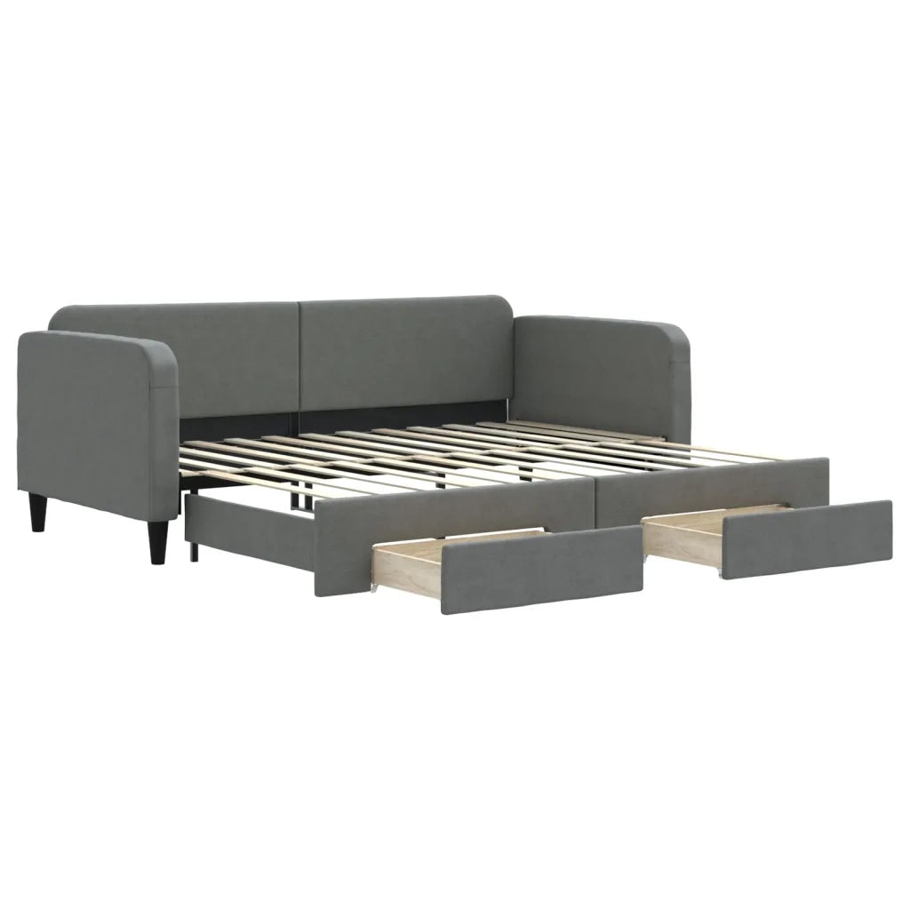 Divano Letto Estraibile Cassetti Grigio Scuro 90x200cm Tessuto 3196853