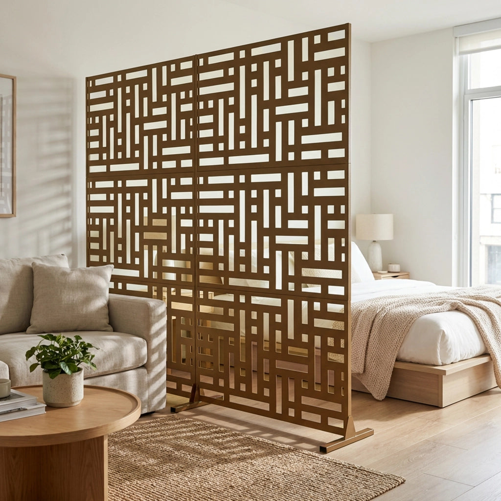Pannello Divisorio Bernalda Struttura Traforata in Acciaio 180 x 90 cm Marrone casa.pro
