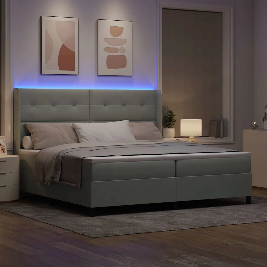 Letto a molle con materasso Grigio chiaro 200 x 200 cm Velluto 3343886