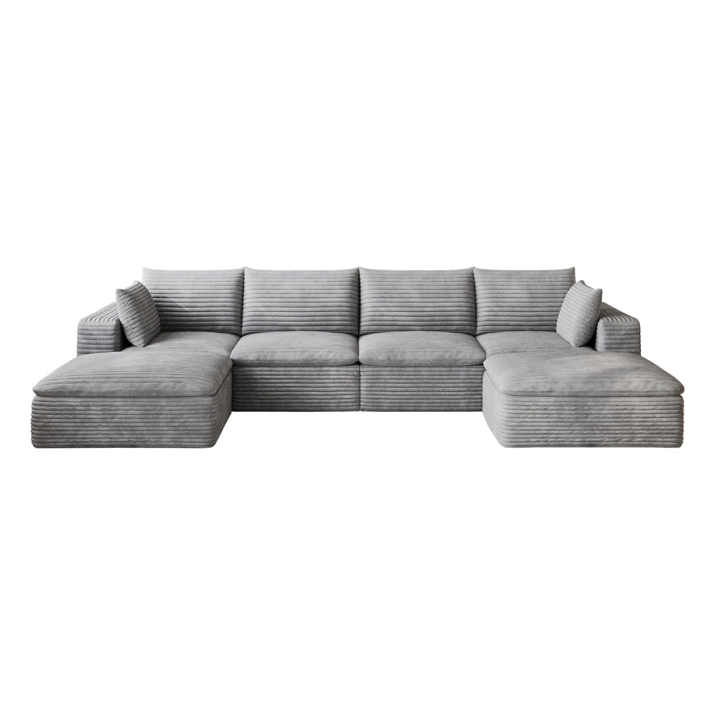 Divano Cloud 3 Posti in Velluto a Coste ¨C MINIMAL ¨C Grigio Scuro, 340 cm, Imbottito